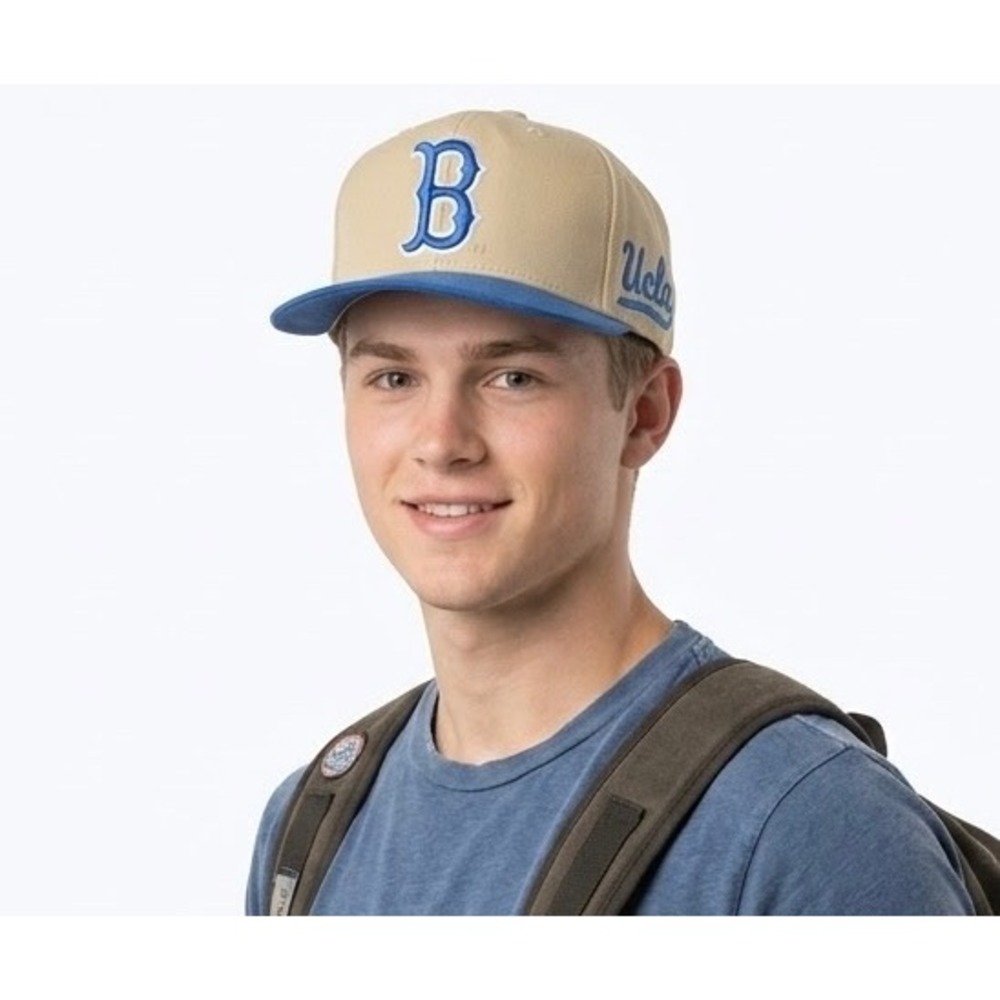 Adidas UCLA BRUINS Men's Snap Back Hat Tan Blue Embroidered Flat Brim Cap